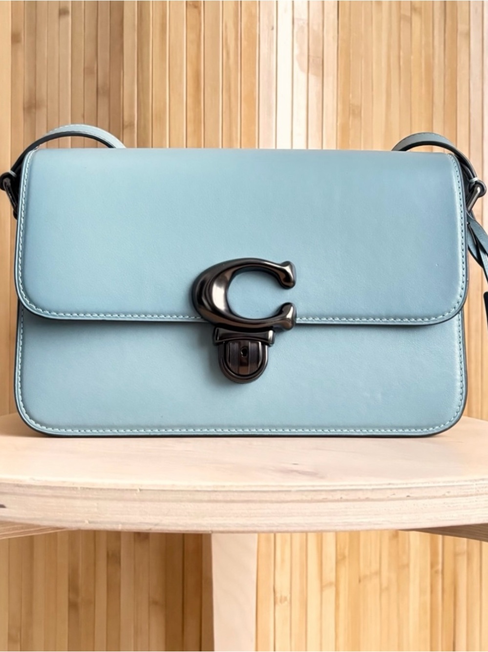Coach Sleek Blue Crossbody Bag with gun metal Hardware